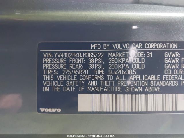 Photo 8 VIN: YV4102PK8J1365722 - VOLVO XC90 