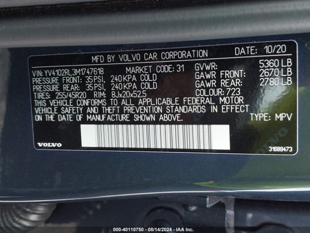 Photo 8 VIN: YV4102RL3M1747618 - VOLVO XC60 