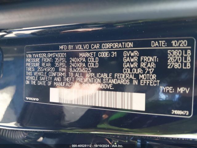 Photo 8 VIN: YV4102RL6M1749301 - VOLVO XC60 