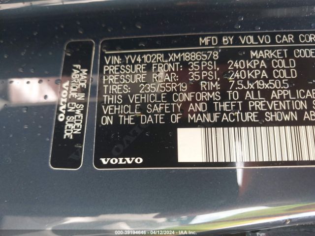 Photo 8 VIN: YV4102RLXM1886578 - VOLVO XC60 