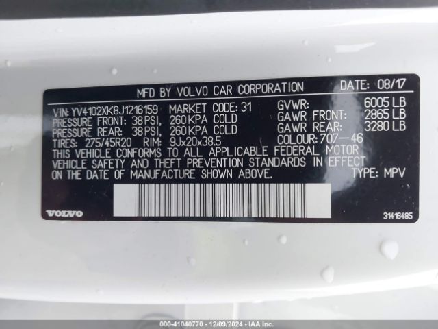 Photo 8 VIN: YV4102XK8J1216159 - VOLVO XC90 