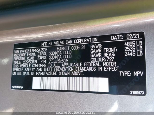 Photo 8 VIN: YV4162UL9M2543535 - VOLVO XC40 