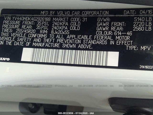 Photo 8 VIN: YV440MDK4G2926188 - VOLVO XC60 