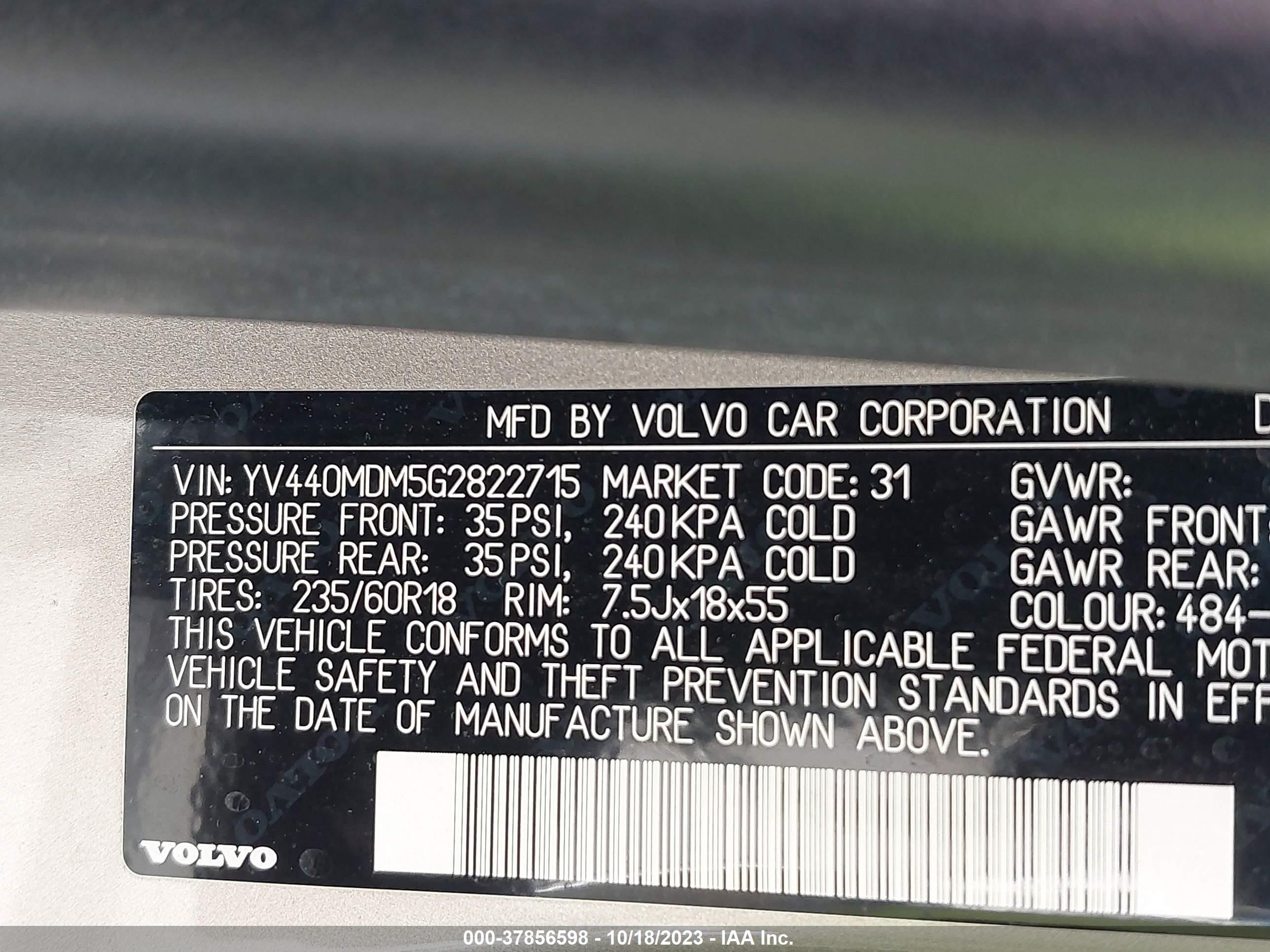 Photo 8 VIN: YV440MDM5G2822715 - VOLVO XC60 