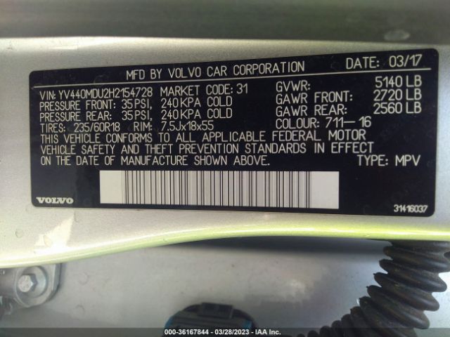 Photo 8 VIN: YV440MDU2H2154728 - VOLVO XC60 