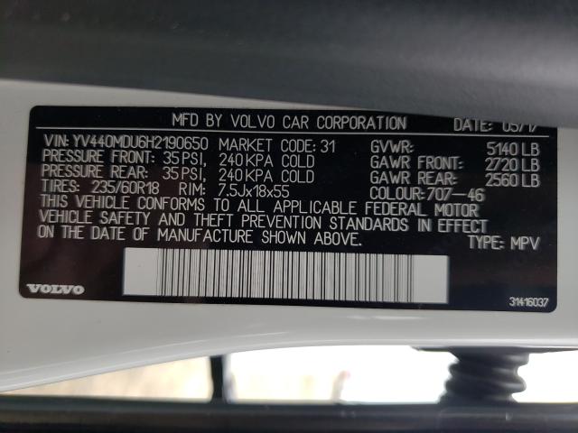 Photo 9 VIN: YV440MDU6H2190650 - VOLVO XC60 T5 IN 