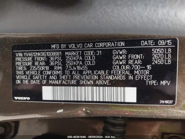 Photo 8 VIN: YV4612HK8G1008681 - VOLVO V60CC 