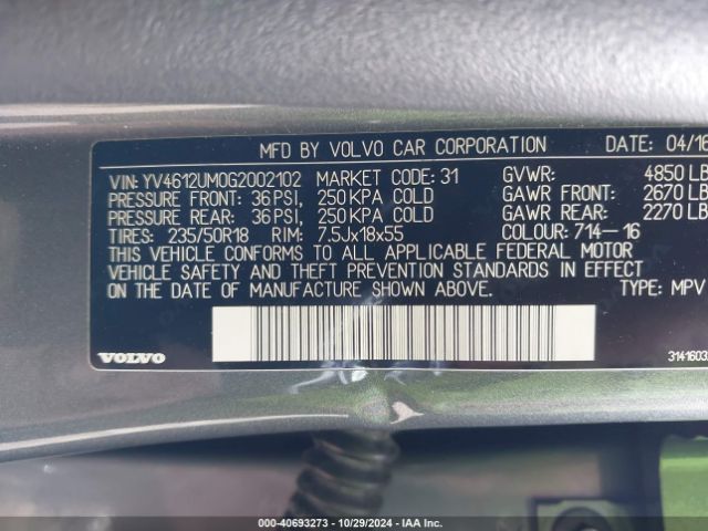 Photo 8 VIN: YV4612UM0G2002102 - VOLVO S60 CROSS COUNTRY 