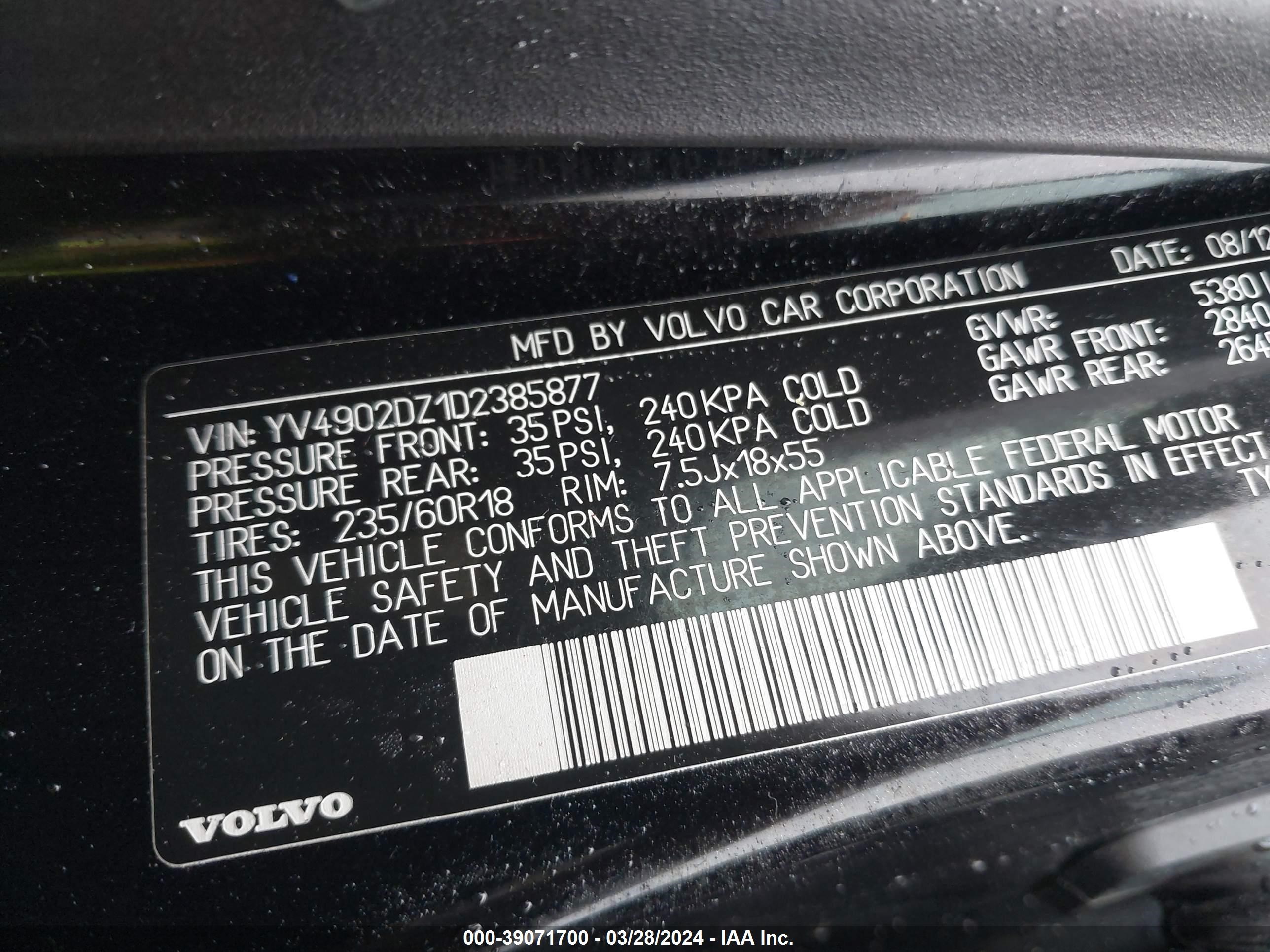 Photo 8 VIN: YV4902DZ1D2385877 - VOLVO XC60 