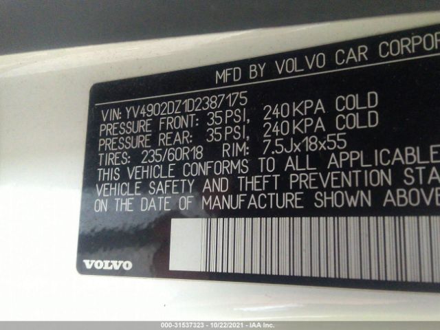 Photo 8 VIN: YV4902DZ1D2387175 - VOLVO XC60 