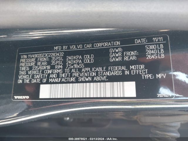 Photo 8 VIN: YV4902DZ3C2283432 - VOLVO XC60 