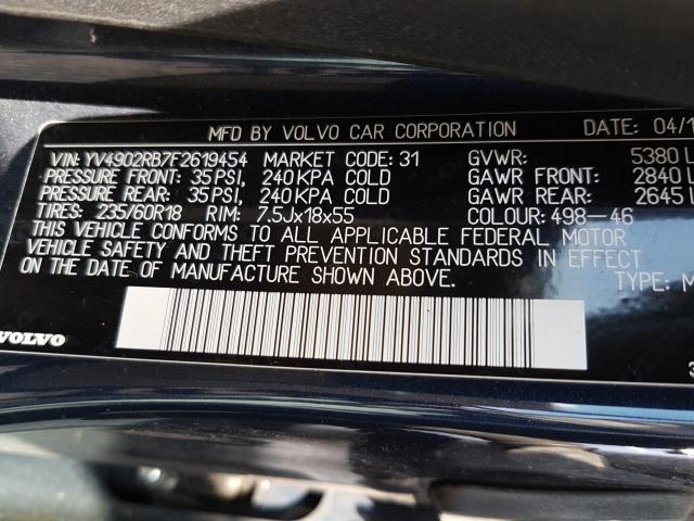 Photo 9 VIN: YV4902RB7F2619454 - VOLVO XC60 T6 PR 