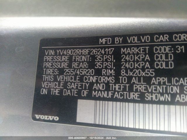 Photo 8 VIN: YV4902RH8F2624117 - VOLVO XC60 