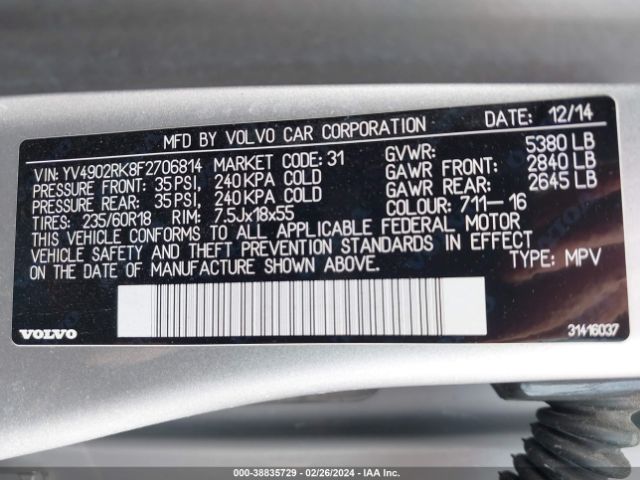 Photo 8 VIN: YV4902RK8F2706814 - VOLVO XC60 