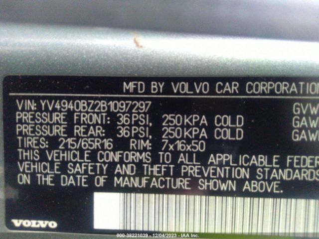 Photo 8 VIN: YV4940BZ2B1097297 - VOLVO XC70 