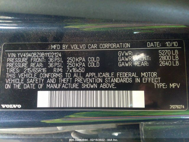 Photo 8 VIN: YV4940BZ9B1102124 - VOLVO XC70 