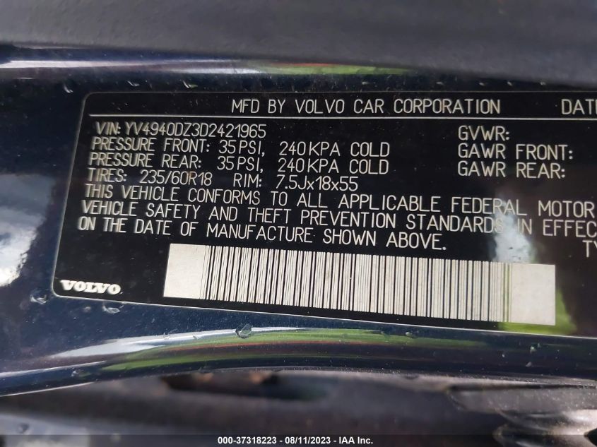 Photo 8 VIN: YV4940DZ3D2421965 - VOLVO XC60 