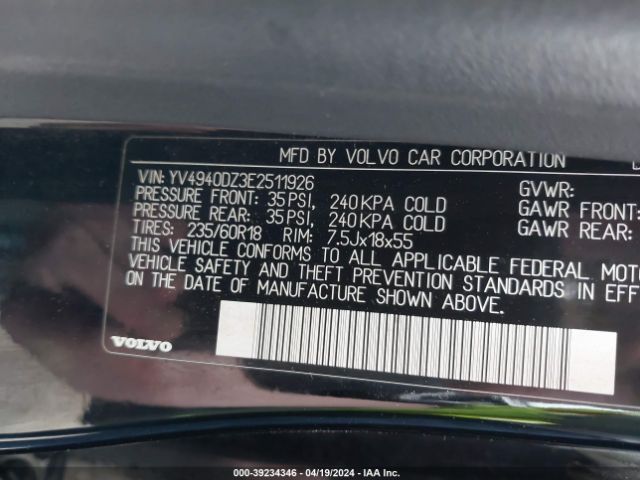 Photo 8 VIN: YV4940DZ3E2511926 - VOLVO XC60 