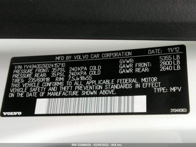 Photo 8 VIN: YV4940DZ6D2415710 - VOLVO XC60 