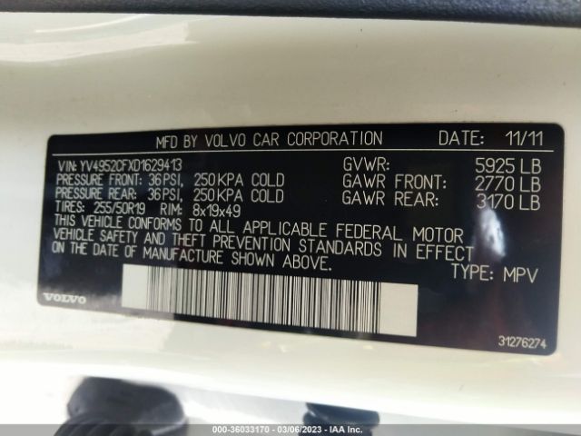 Photo 8 VIN: YV4952CFXD1629413 - VOLVO XC90 