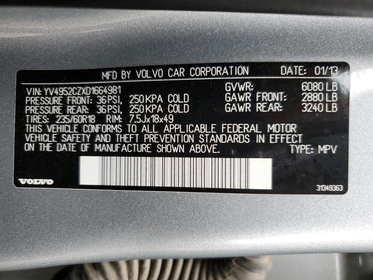 Photo 11 VIN: YV4952CZXD1664981 - VOLVO XC90 