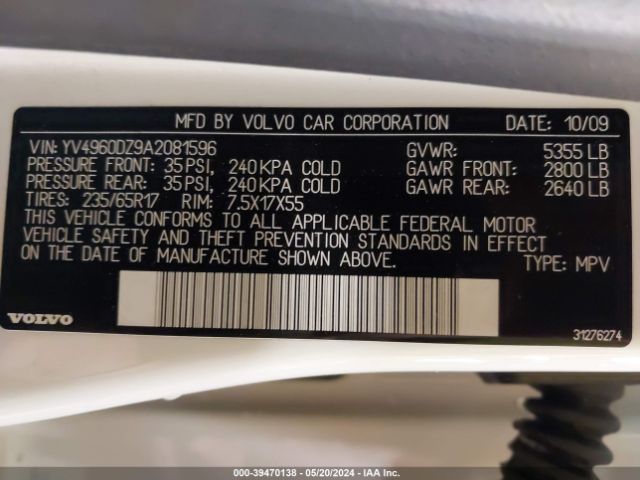 Photo 8 VIN: YV4960DZ9A2081596 - VOLVO XC60 