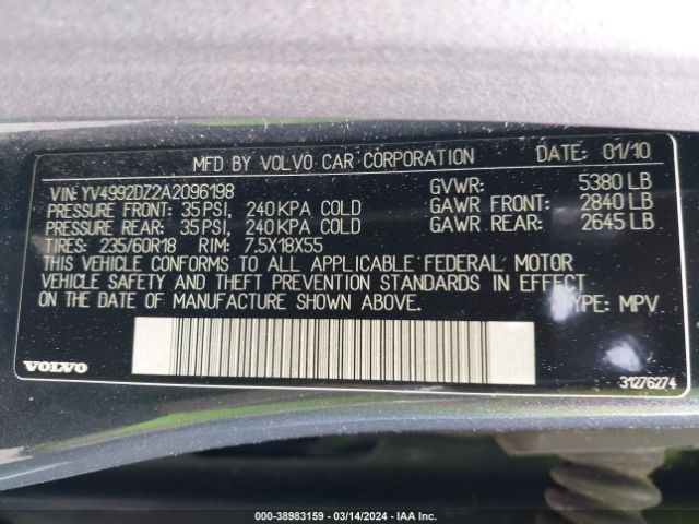 Photo 8 VIN: YV4992DZ2A2096198 - VOLVO XC60 