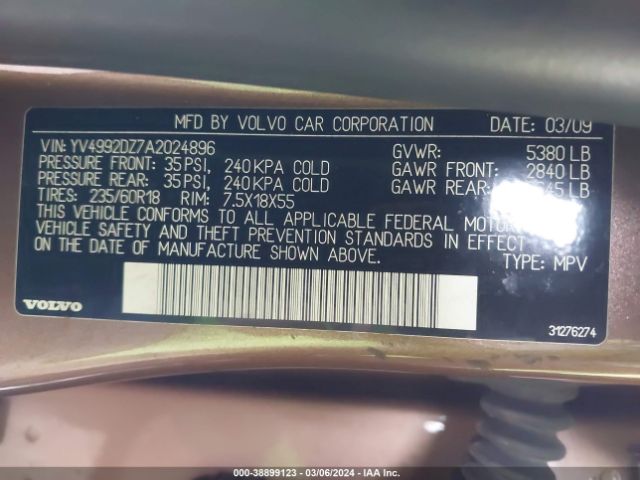 Photo 8 VIN: YV4992DZ7A2024896 - VOLVO XC60 