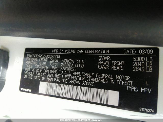 Photo 8 VIN: YV4992DZ7A2027748 - VOLVO XC60 