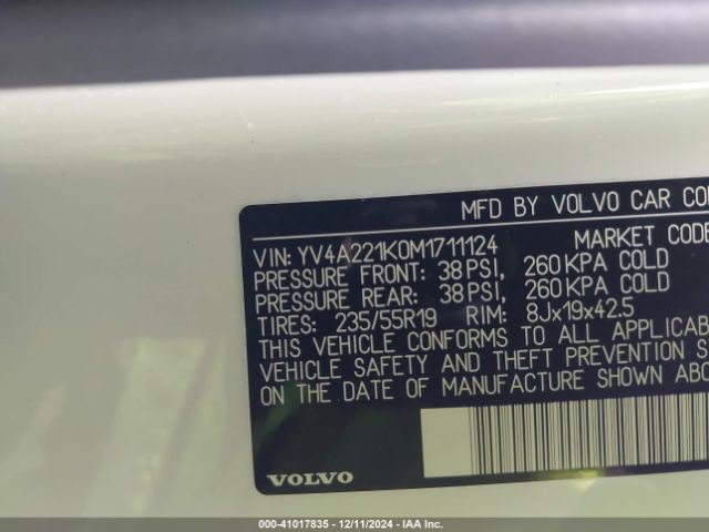 Photo 8 VIN: YV4A221K0M1711124 - VOLVO XC90 