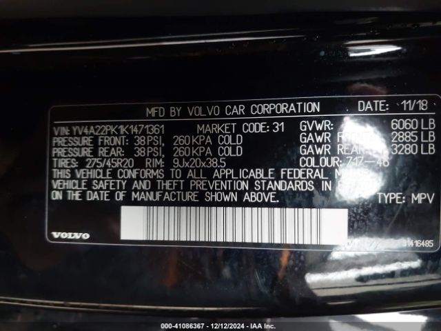 Photo 8 VIN: YV4A22PK1K1471361 - VOLVO XC90 