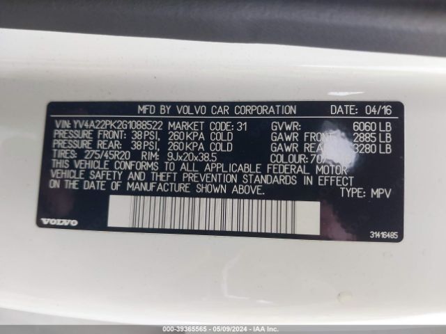 Photo 8 VIN: YV4A22PK2G1088522 - VOLVO XC90 