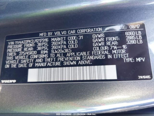 Photo 8 VIN: YV4A22PK2J1217916 - VOLVO XC90 