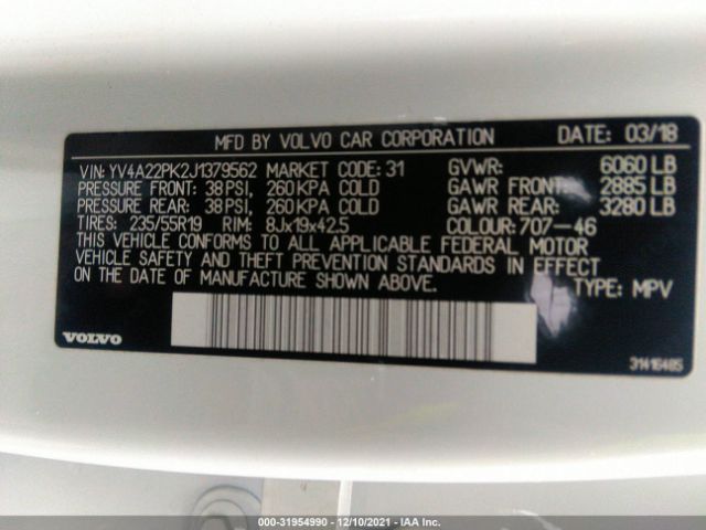 Photo 8 VIN: YV4A22PK2J1379562 - VOLVO XC90 