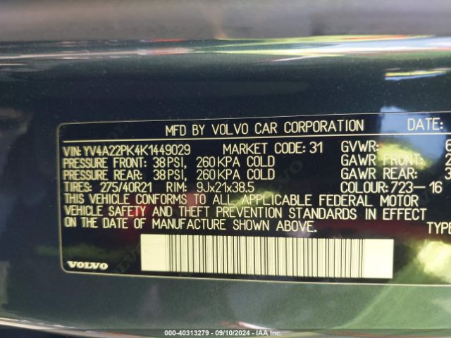 Photo 8 VIN: YV4A22PK4K1449029 - VOLVO XC90 