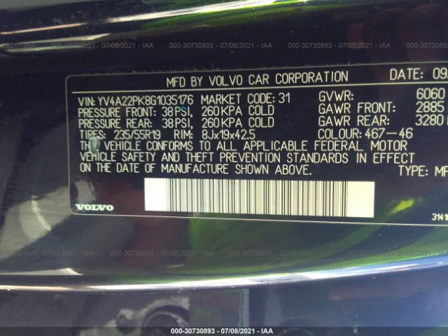 Photo 8 VIN: YV4A22PK8G1035176 - VOLVO XC90 