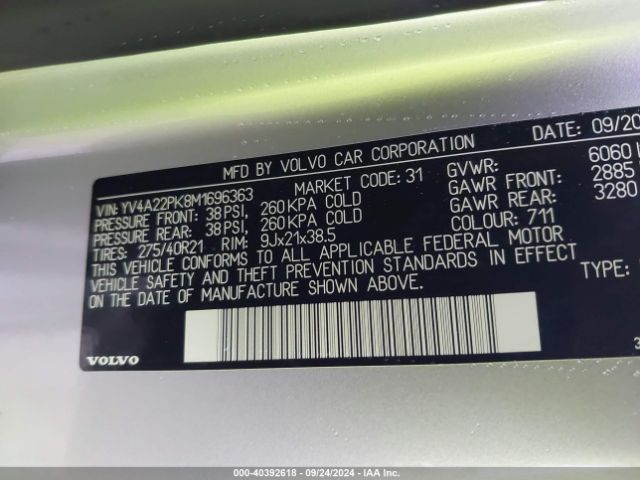 Photo 8 VIN: YV4A22PK8M1696363 - VOLVO XC90 