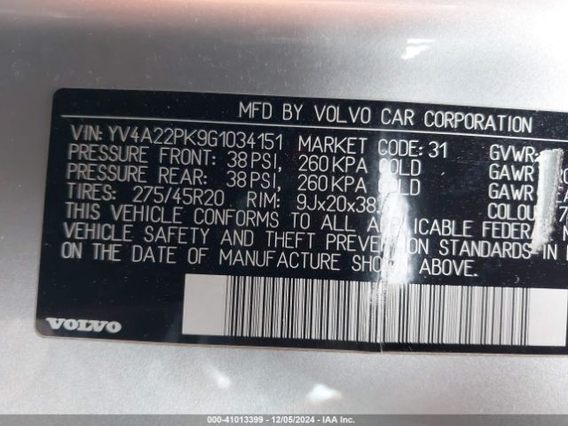 Photo 8 VIN: YV4A22PK9G1034151 - VOLVO XC90 