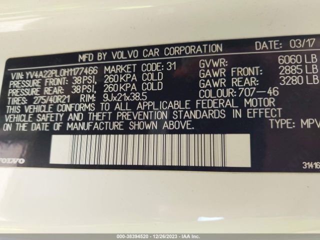 Photo 8 VIN: YV4A22PL0H1177466 - VOLVO XC90 