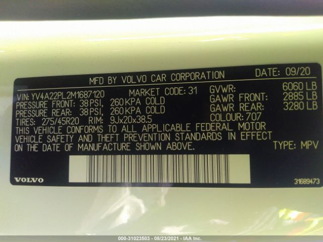 Photo 8 VIN: YV4A22PL2M1687120 - VOLVO XC90 