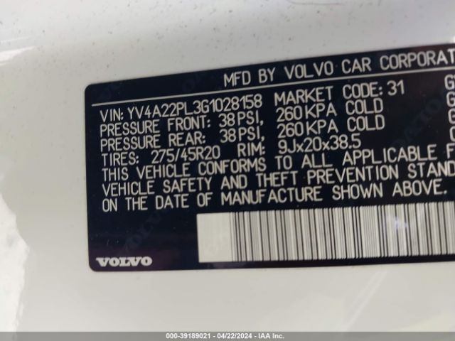 Photo 8 VIN: YV4A22PL3G1028158 - VOLVO XC90 