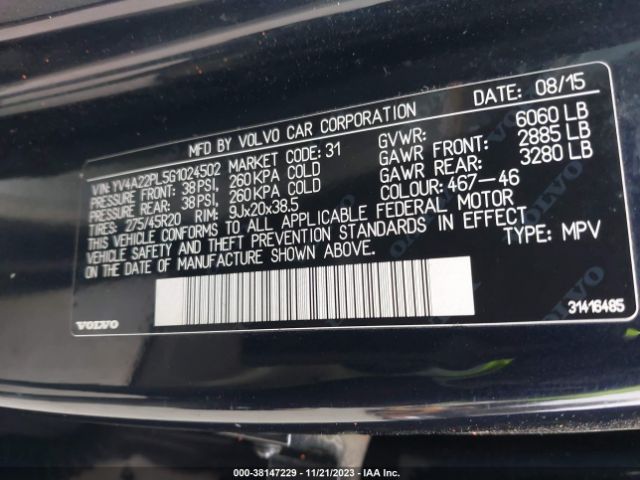 Photo 8 VIN: YV4A22PL5G1024502 - VOLVO XC90 