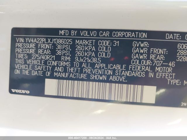 Photo 8 VIN: YV4A22PLXJ1386025 - VOLVO XC90 