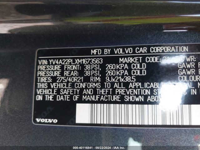 Photo 8 VIN: YV4A22PLXM1673563 - VOLVO XC90 