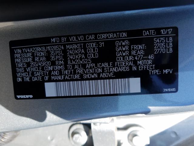 Photo 9 VIN: YV4A22RK8J1028524 - VOLVO XC60 T6 MO 