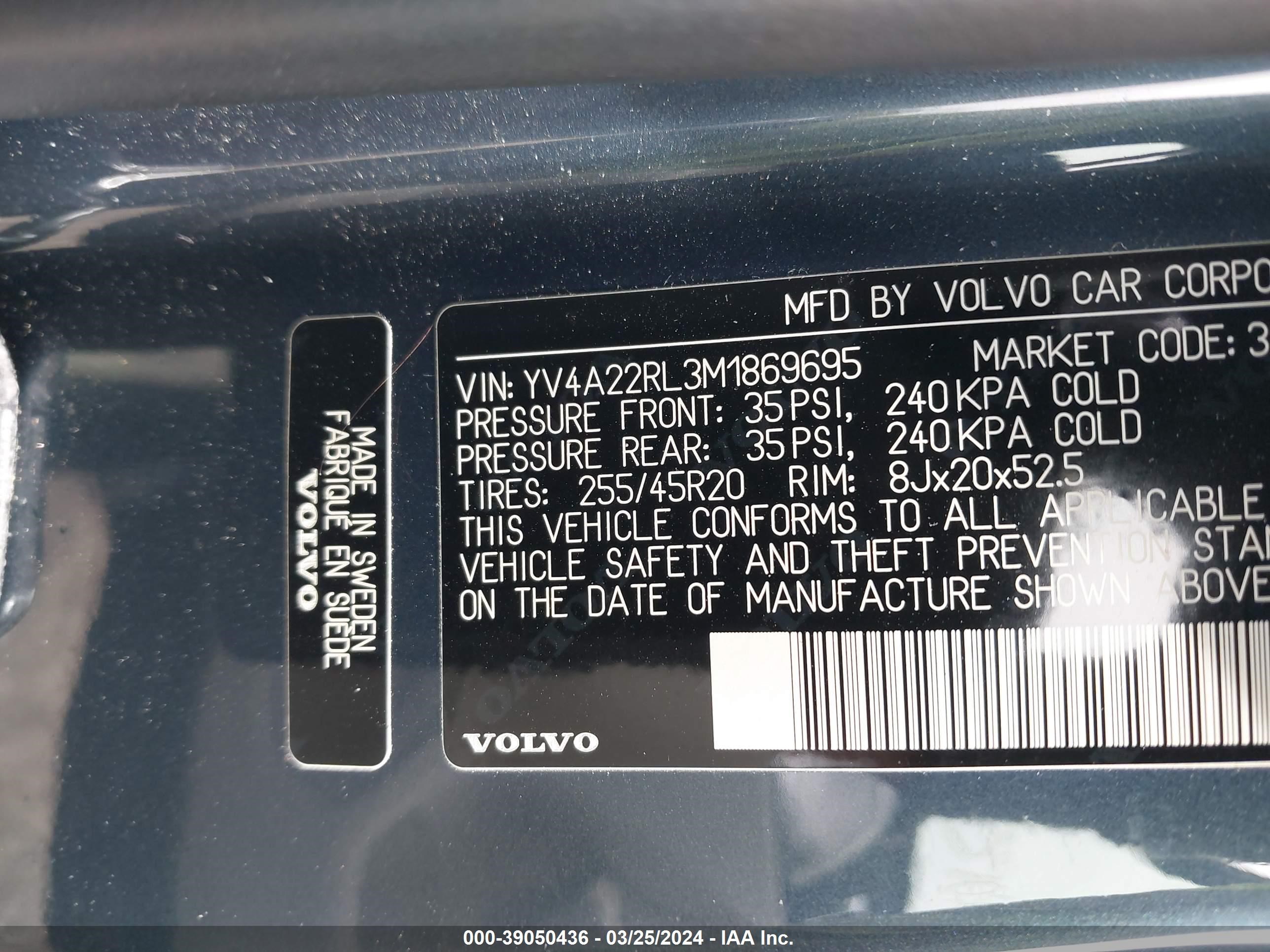 Photo 8 VIN: YV4A22RL3M1869695 - VOLVO XC60 