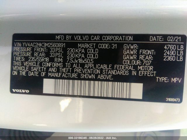 Photo 8 VIN: YV4AC2HK3M2560891 - VOLVO XC40 