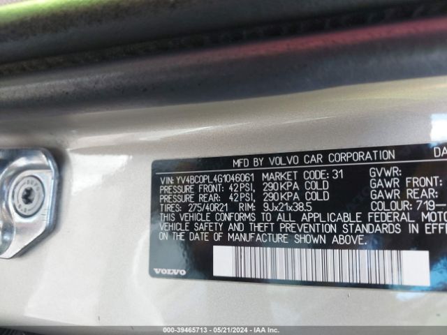 Photo 8 VIN: YV4BC0PL4G1046061 - VOLVO XC90 HYBRID 