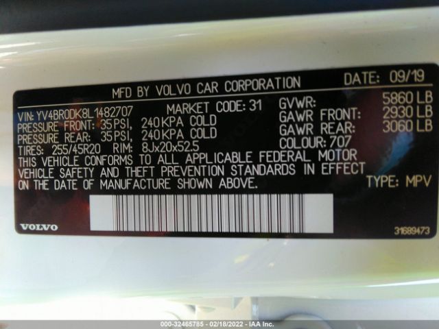 Photo 8 VIN: YV4BR0DK8L1482707 - VOLVO XC60 