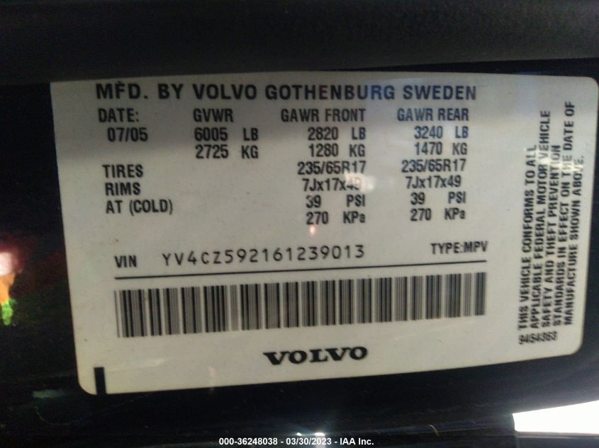 Photo 8 VIN: YV4CZ592161239013 - VOLVO XC90 